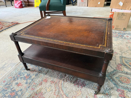 Rolling Coffee Table with Shelf and Drawer