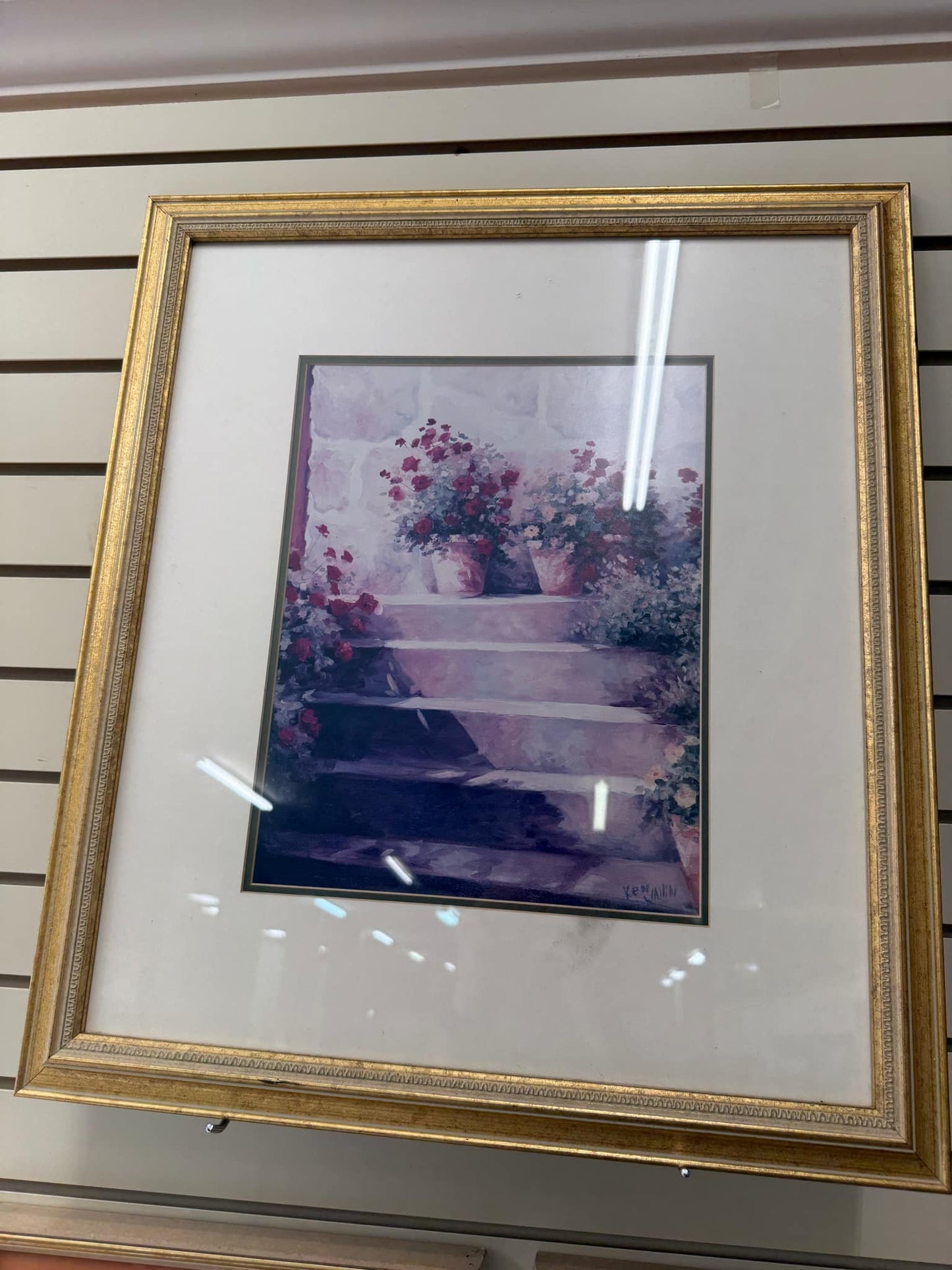 Potted Geraniums on Steps Picture