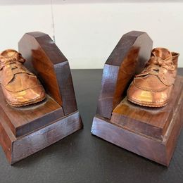 Bronzed Baby Shoes Bookends