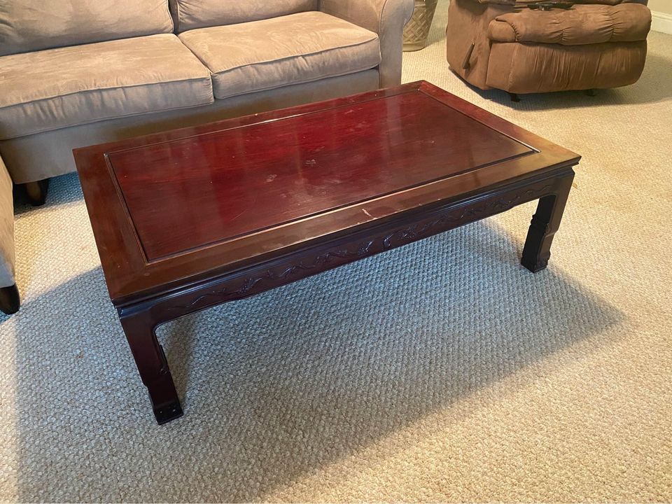 Dark Sturdy Wood Coffee Table