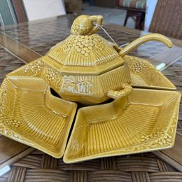 Gold Soup Tureen with 4 Trays