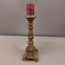 Heavy Gold Pillar Candleholder