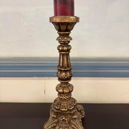 Heavy Gold Pillar Candleholder