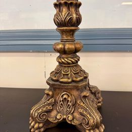 Heavy Gold Pillar Candleholder