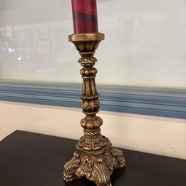 Heavy Gold Pillar Candleholder