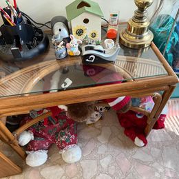 Pair of Bamboo and Glass End Tables