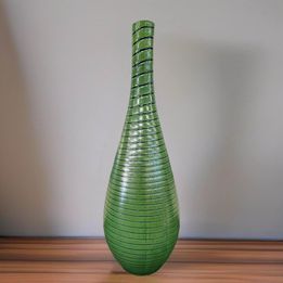 Tall Green and Black Swirl Vase