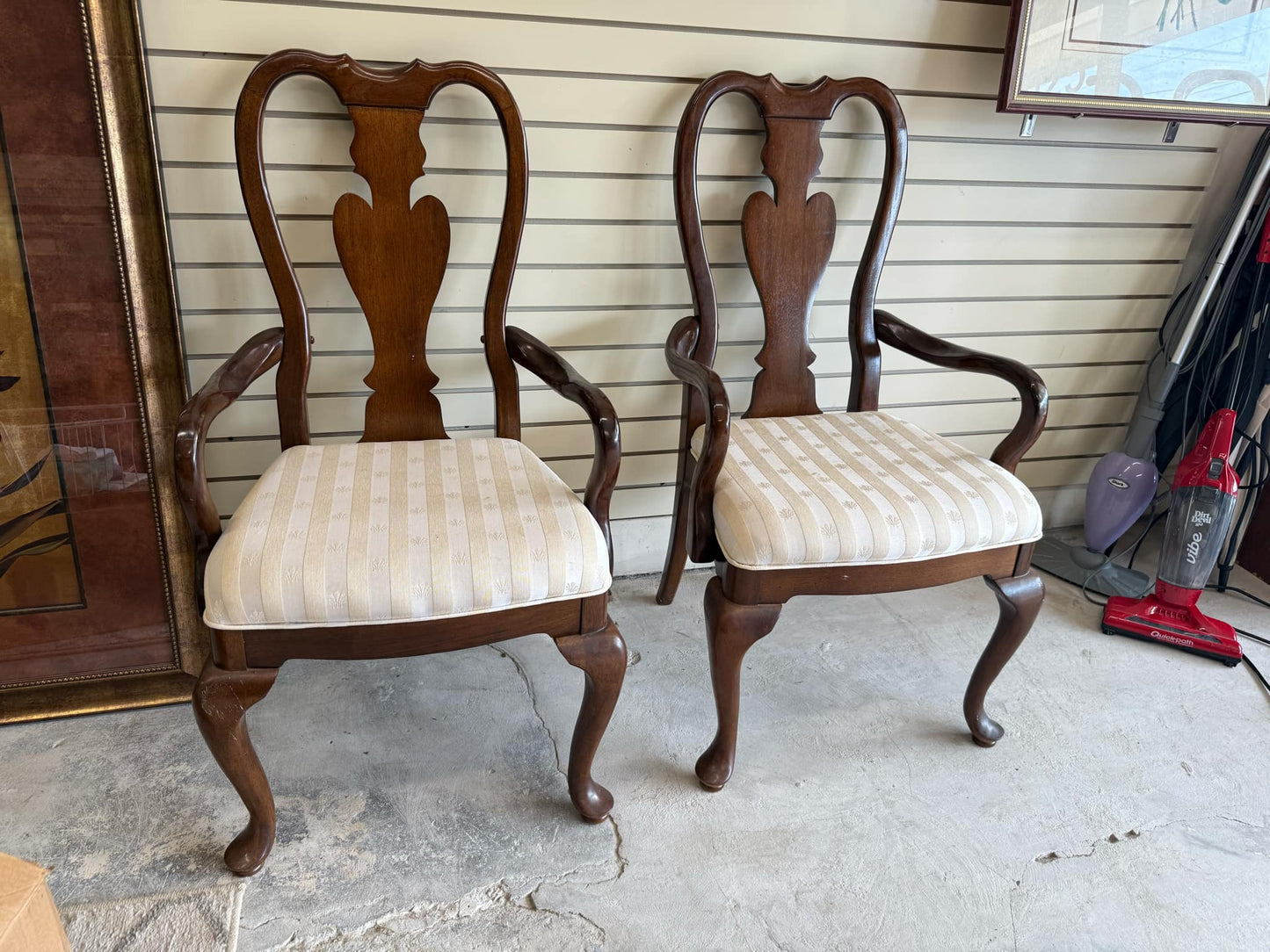 Two Queen Anne Arm Chairs