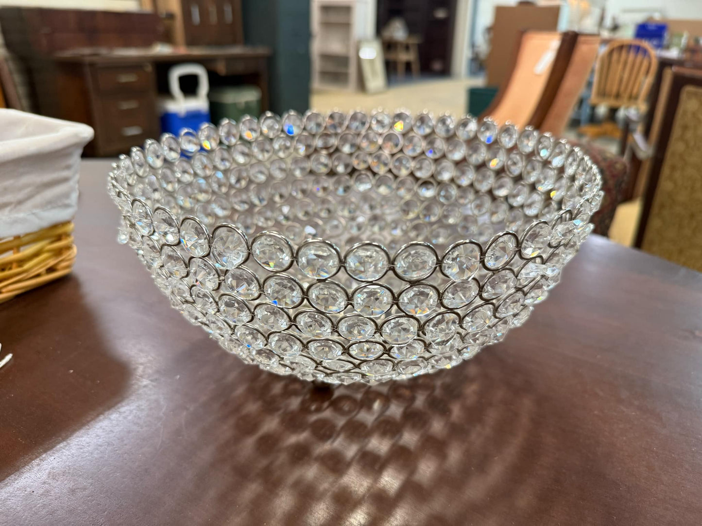 Decorative Large Bowl with Crystal Like Beads